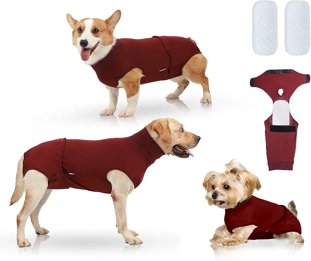 Гігієнічні труси/комбінезон для собак WanTalk Full Body Dog Diaper, Wine Red, S - фото 2