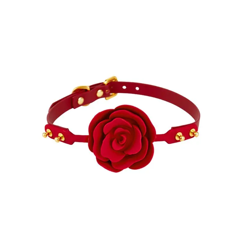 Кляп у формі троянди Zalo Upko Rose Ball Gag Red Straps (червоний)