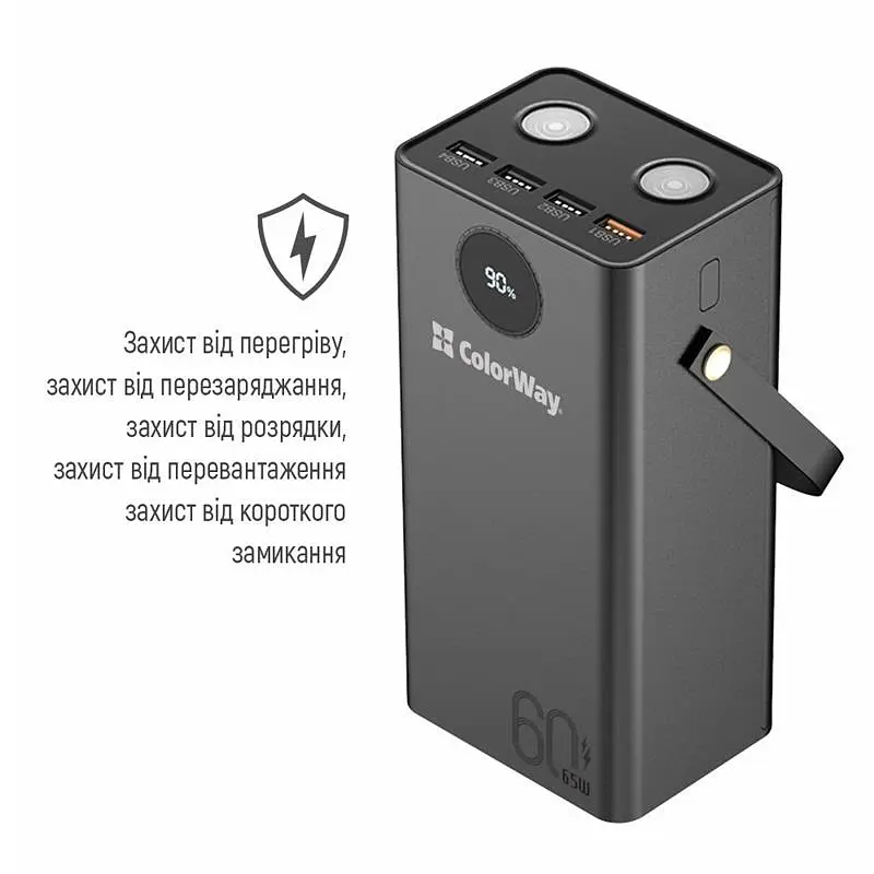 Універсальна мобільна батарея ColorWay Powerful 60000mAh Black (CW-PB600LPA5BK-PDD) - фото 3