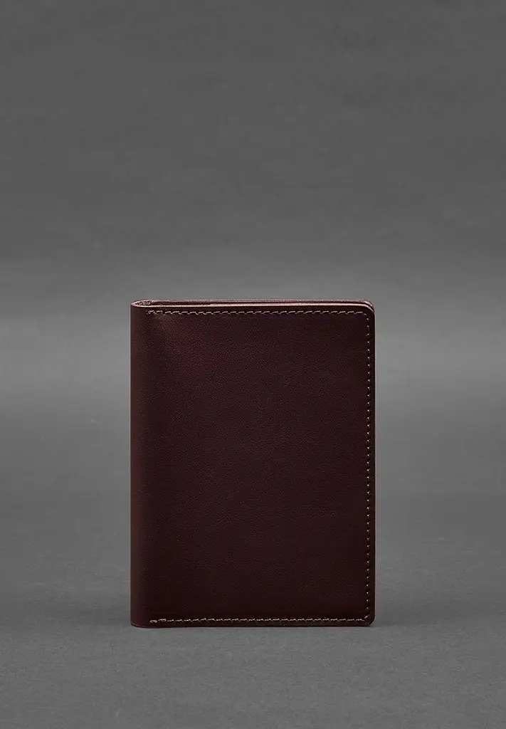 Шкіряна обкладинка-органайзер для документів 6.1 бордовий краст - фото 2