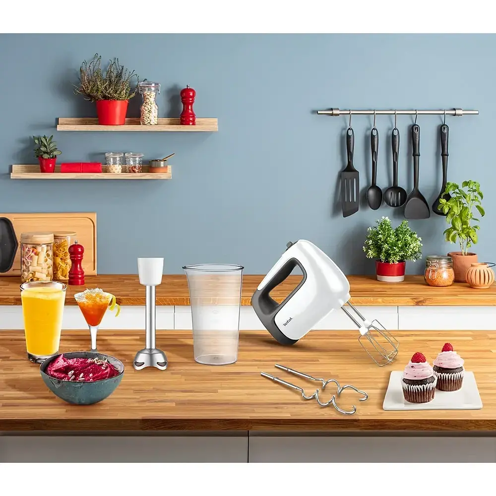 Ручний міксер Tefal Prep`Mix HT462138, 500 Вт, 5 швидкостей, Турбо, 2 насадки для тіста, 2 вінчики, Білий - фото 5