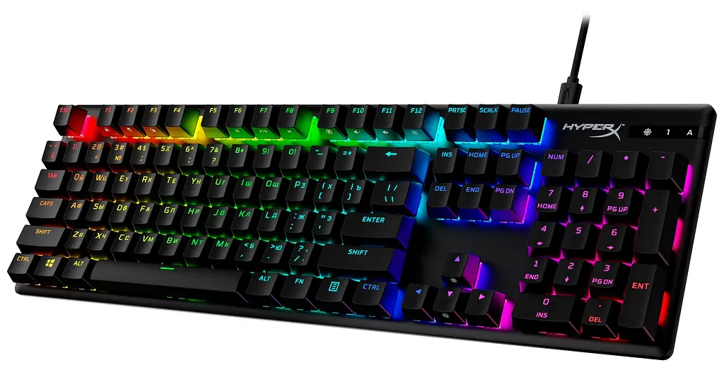 HyperX Клавіатура Alloy Origins Red USB RGB PBT ENG/RU, Black - фото 3