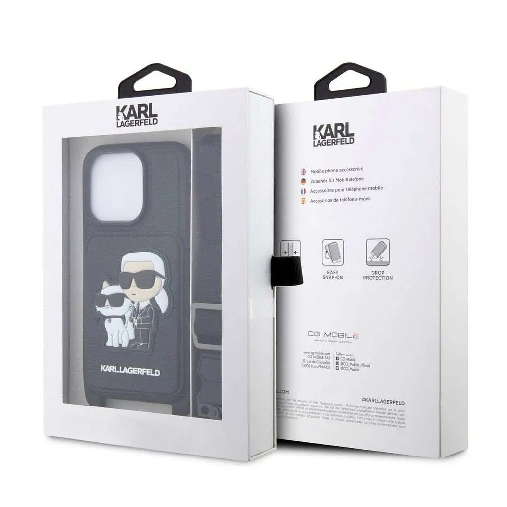 Чехол Karl Lagerfeld Saffiano Crossbody Karl and Choupette NFT для iPhOne 14 Pro Max Black - фото 7