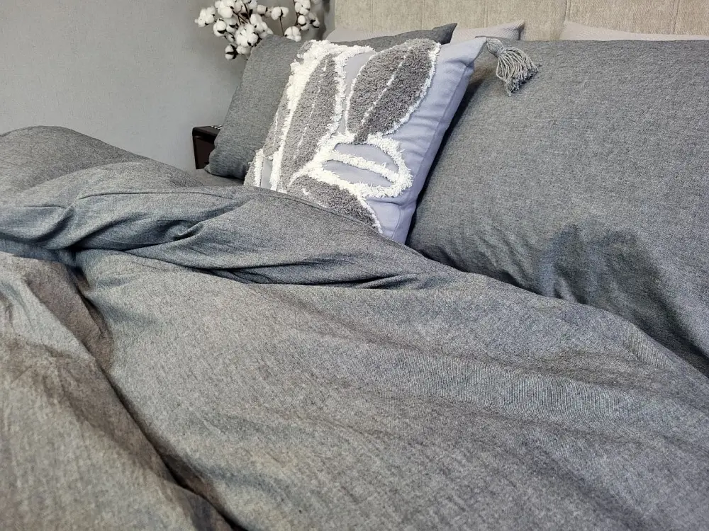 Комплект постільної білизни Washed Cotton з вареної бавовни графіт Graphite - двоспальний - фото 3