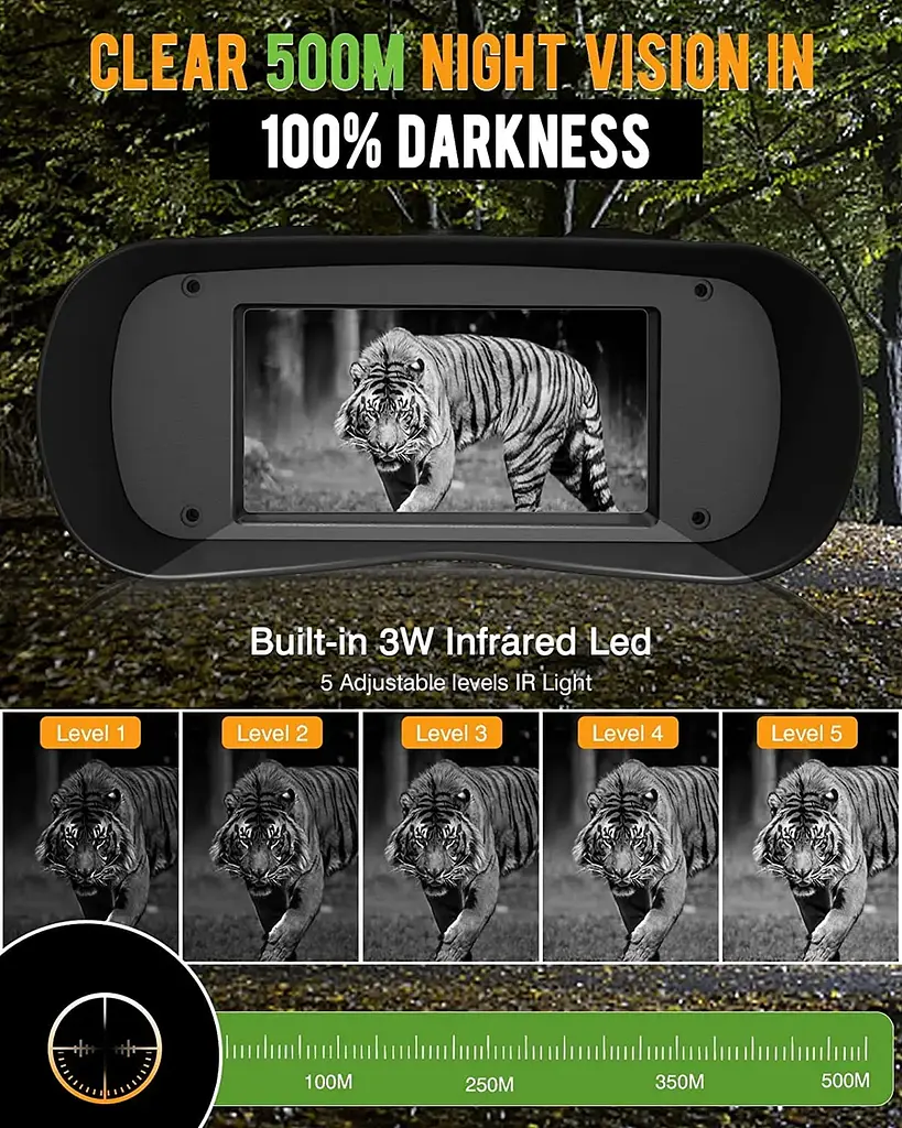Бінокль нічного бачення NV500 5X 1080P (до 500м) Full Dark IR + карта 32G - фото 9
