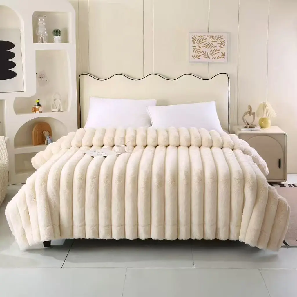Плед Dushka Home Шиншила в смужку 21773 200х230 см молочний