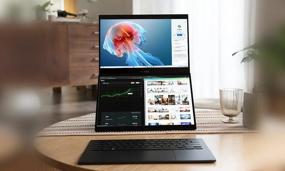 Ноутбук ASUS Zenbook Duo UX8406MA-QL104W 14' FHD OLED, Intel Ultra 9 185H, 32GB, F2TB, UMA, Win11, Сірий (90NB12U1-M00N80) - фото 2