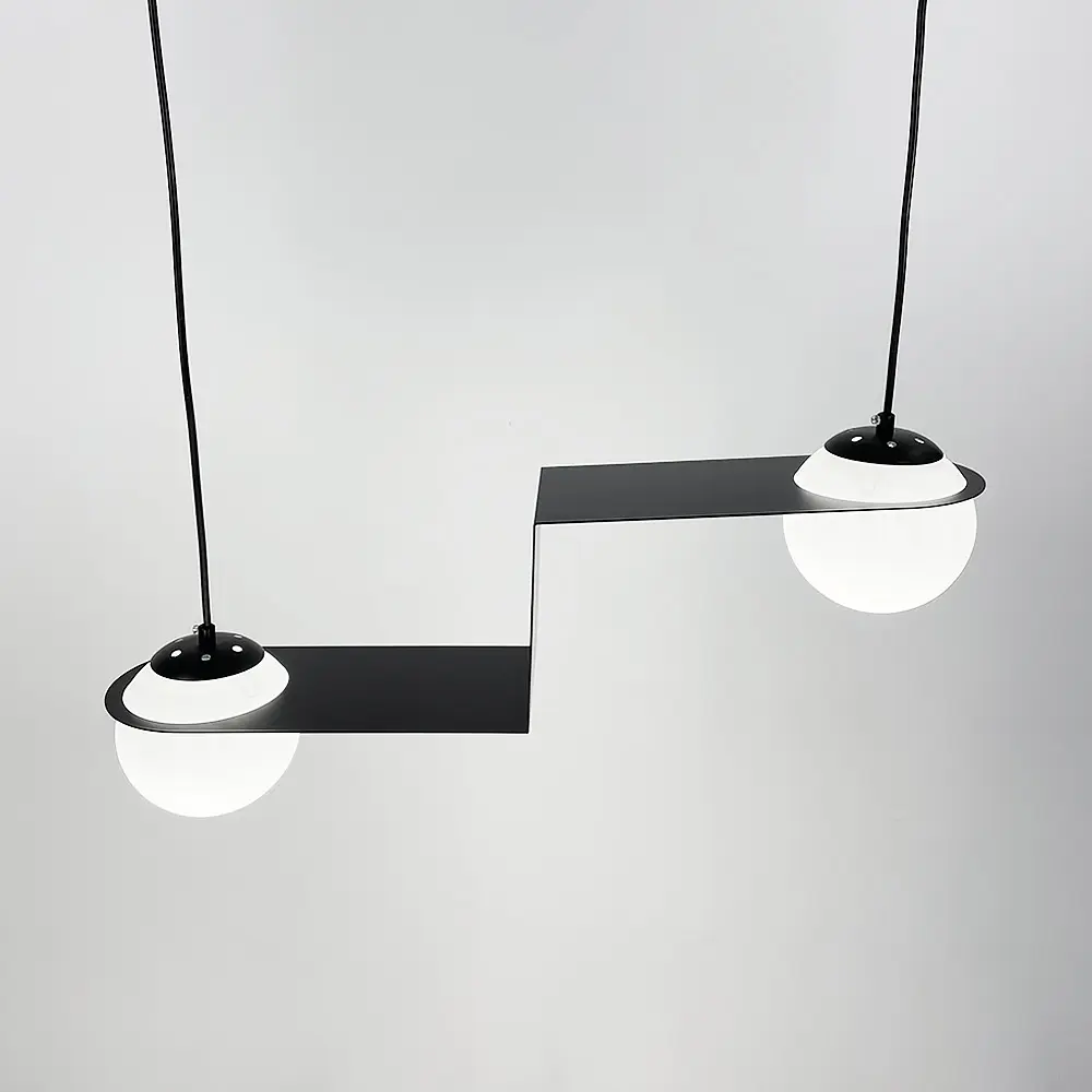 Подвесная люстра в сферических мотивах с двумя плафонами | Ст. 921/2 BK+WT | Line F - фото 5