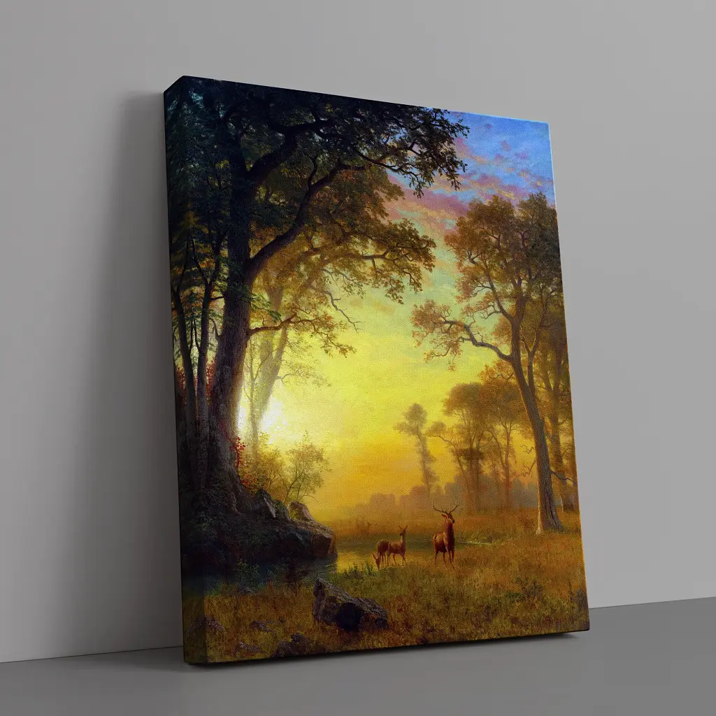 Інтер'єрна картина Світло в лісі, Альберт Бірштадт, Albert Bierstadt, Light in the Forest, репродукція картини, 60×48 см (id7361) - фото 2