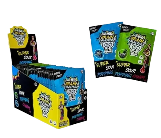 Кислі цукерки Brain Blasterz Super Sour Popping Candy Blue Raspberry 10г - фото 5