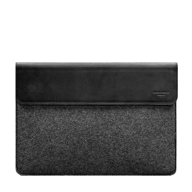 Чохол-конверт BlankNote із клапаном шкіра+фетр для MacBook 14" Чорний Crazy Horse - фото 6