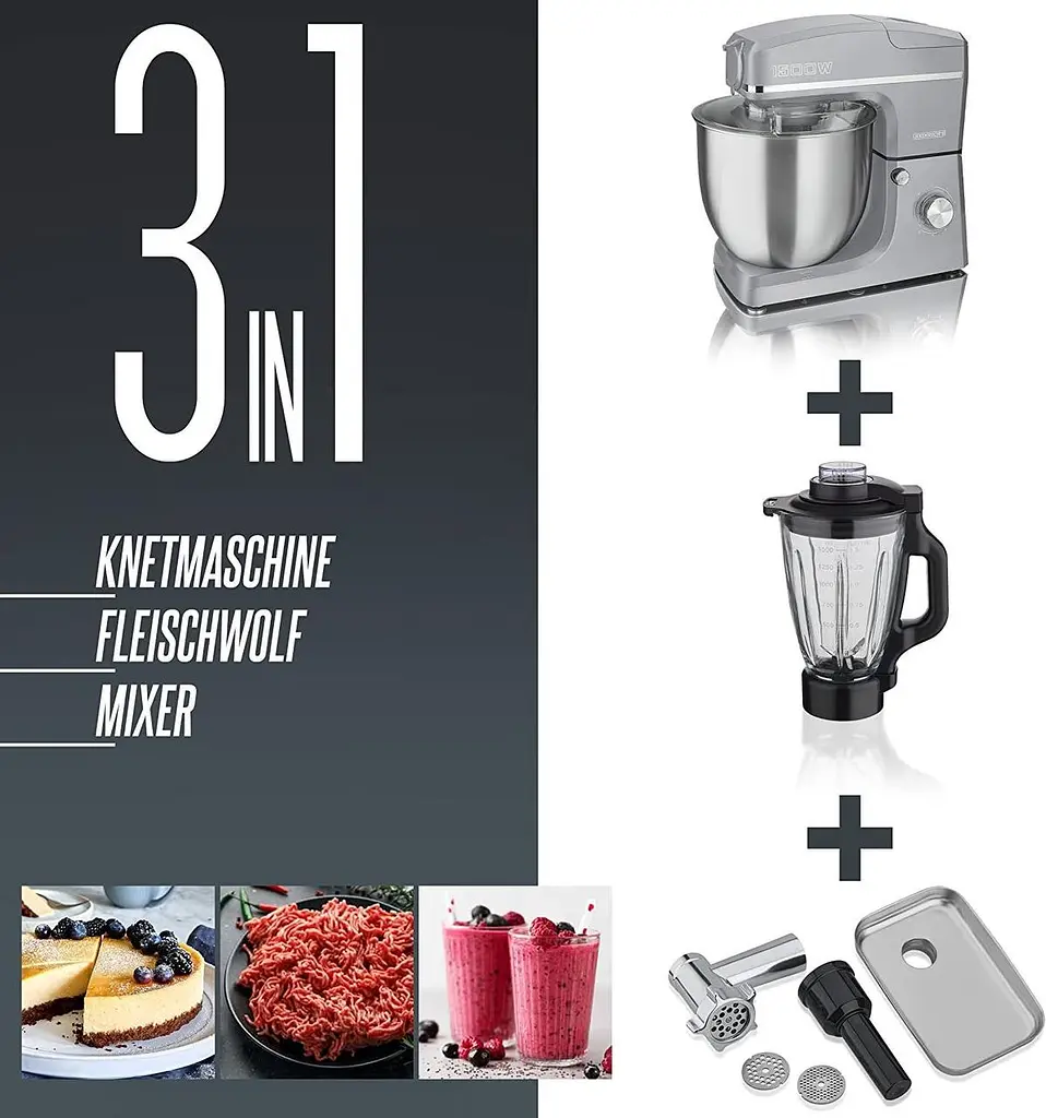 Кухонний комбайн-тестоміс 3 до 1 Heinrich's HKM 8083 Silver 10 л - фото 9