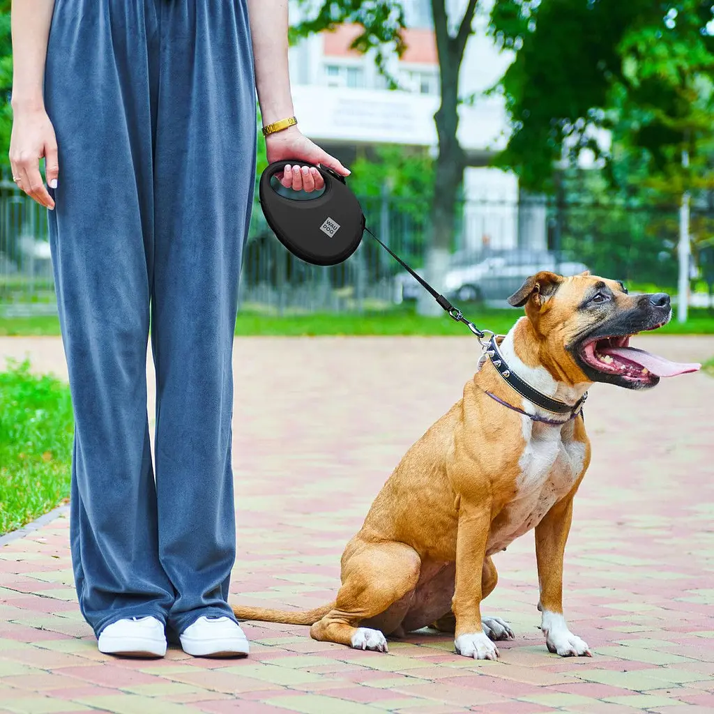Поводок-рулетка для собак Waudog R-leash с контейнером для пакетов, светоотражающая лента, L до 40 кг, 5 м черный - фото 9