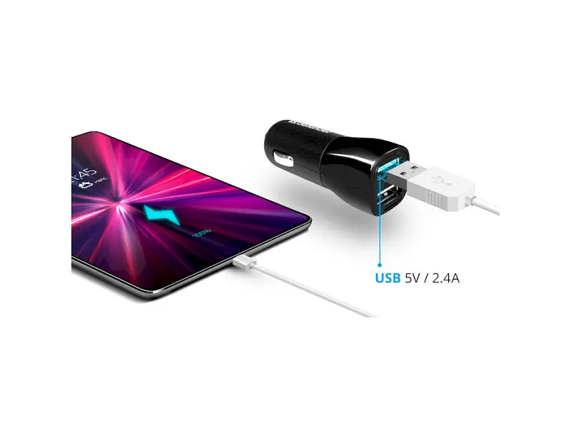 Автомобільний зарядний пристрій Defender ECA-24 2xUSB 5 V/2.4 A Black (83824) - фото 4