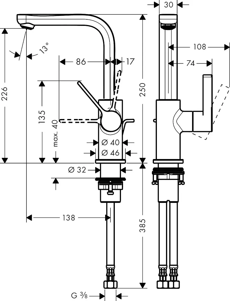 Смеситель для умывальника Hansgrohe Metris S 230 31159000 Хром - фото 2