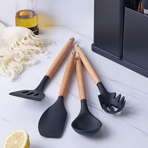 Набір ножів та кухонного приладдя Zepline ZP0102 з 19 предметів на підставці чорний (43272ZP0102_1320) - фото 4