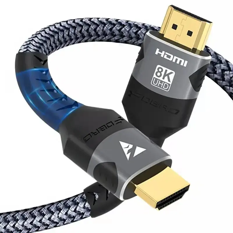 Кабель 8K HDMI 2.1, 3 метра, Ultra High Speed 8K (48 Гбіт/с), в нейлоновому обплетенні, сірий - фото 4