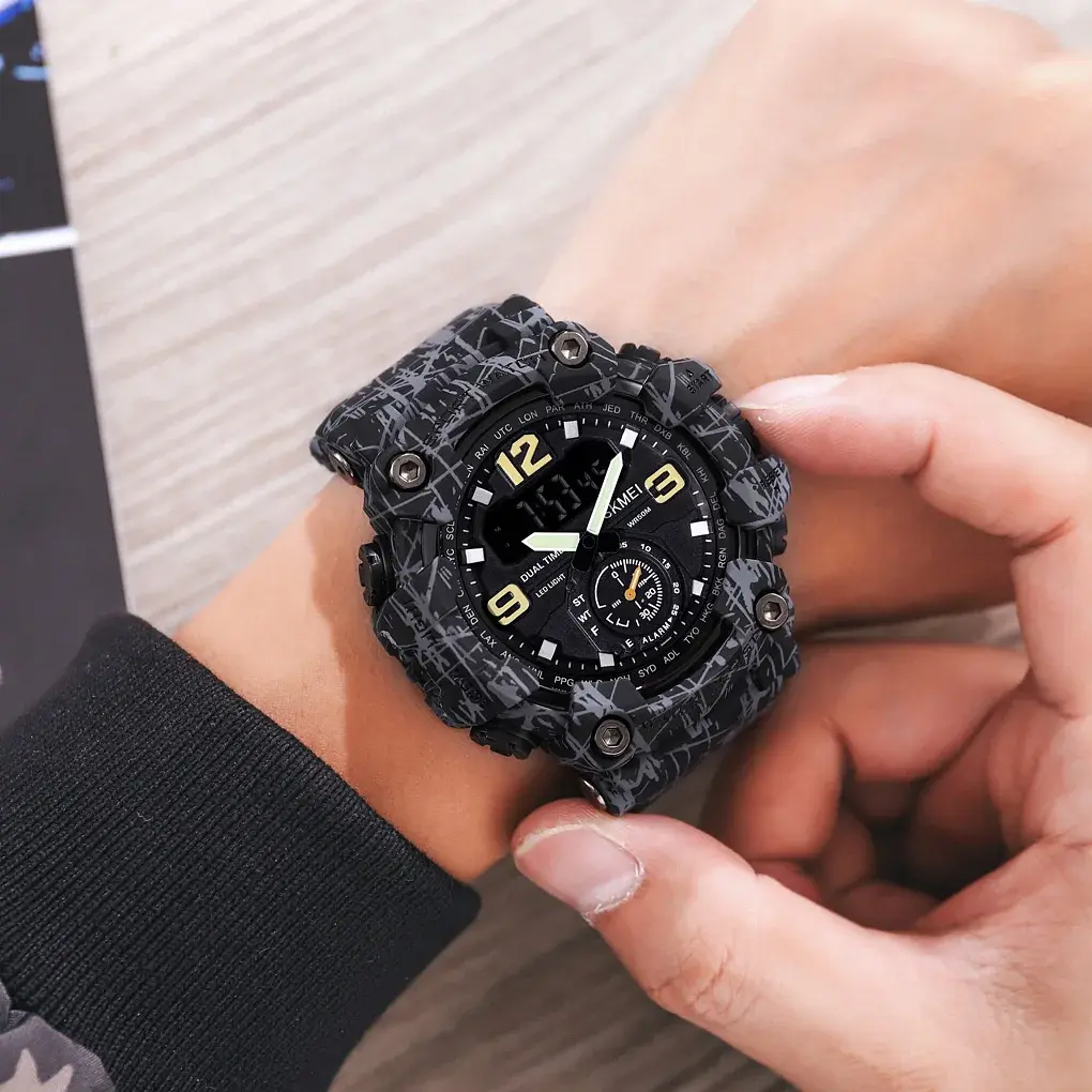 Наручний годинник чоловічий Skmei 1637 Gray Black, 1637GYBK (18442) - фото 4