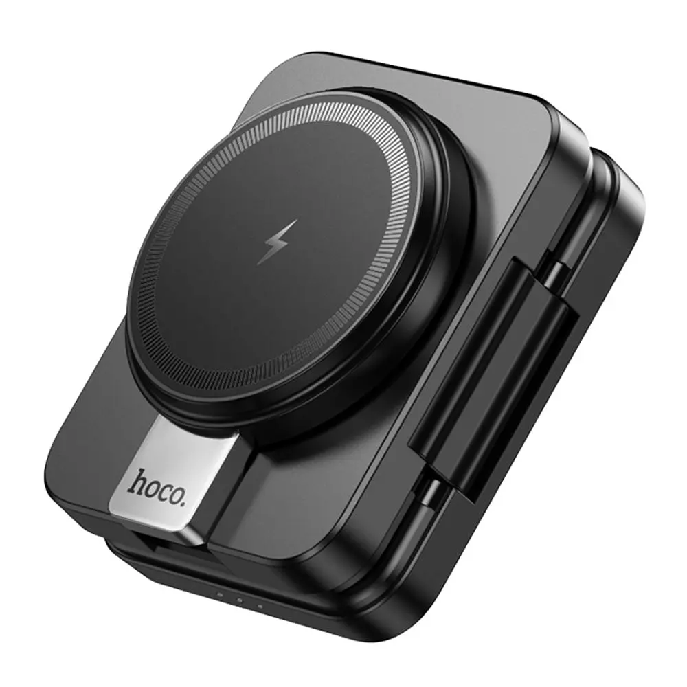 Бездротовий індукційний зарядний пристрій Hoco CQ11 3-in-1 MagSafe 15W Black (35188_3345262) - фото 6