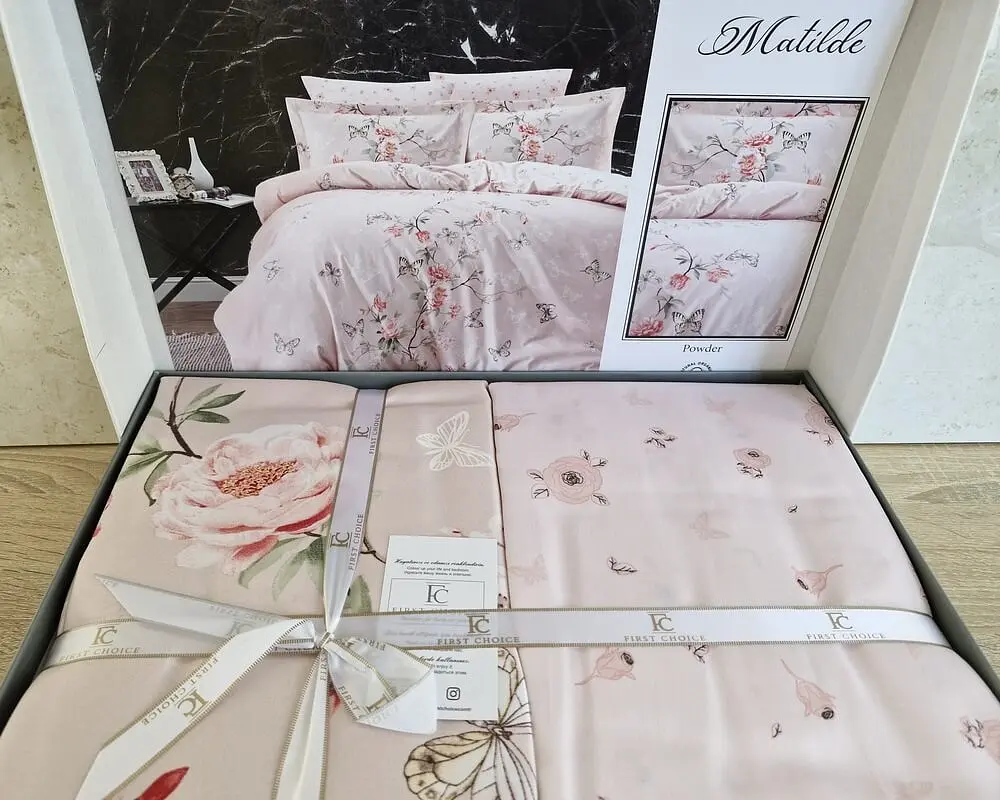 Турецька постільна білизна First Choice Cotton Satin Мatilde powder євро - фото 3