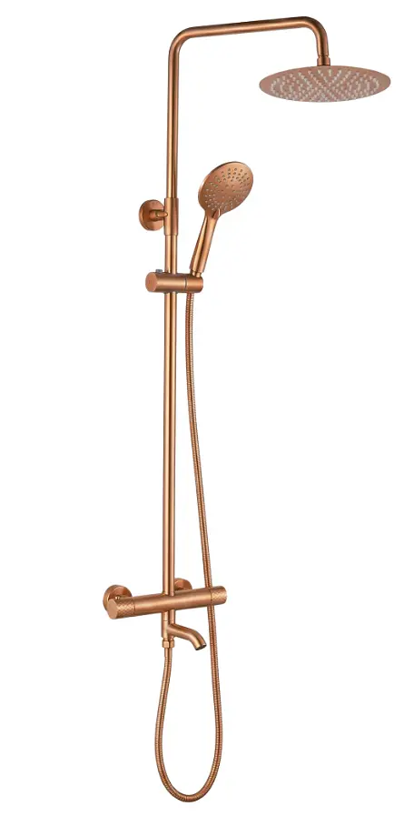 Душова система з термостатом і виливом Rea Lungo Diamond brushed copper REA-P5964 - фото 2