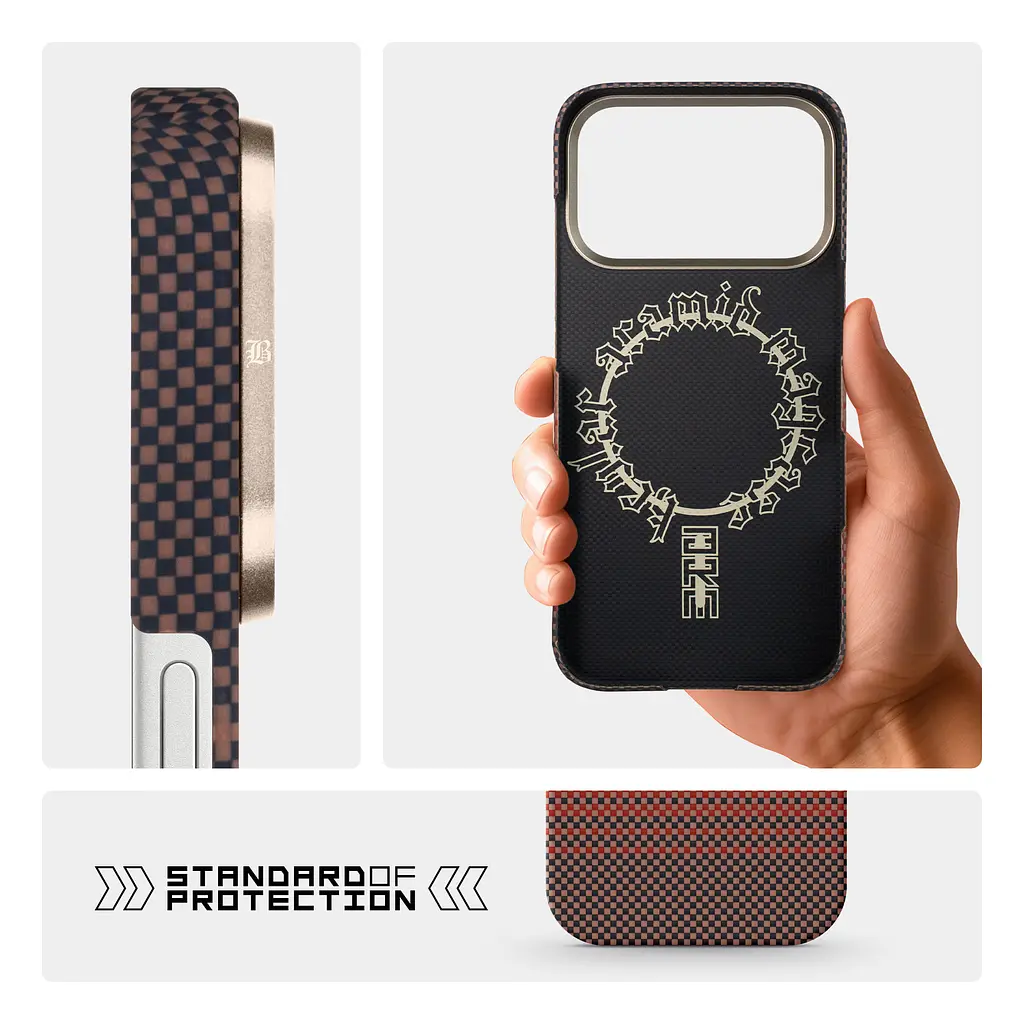 Защитный чехол для Apple iPhone 17 Pro, BlackIcon Kevlar MagCase, кевларовый, разноцветный, панель, накладка с поддержкой MagSafe, противоударный, защита всего корпуса, усиленные углы, совместим с беспроводной зарядкой, ArmorStandart (ARM90154) - фото 7