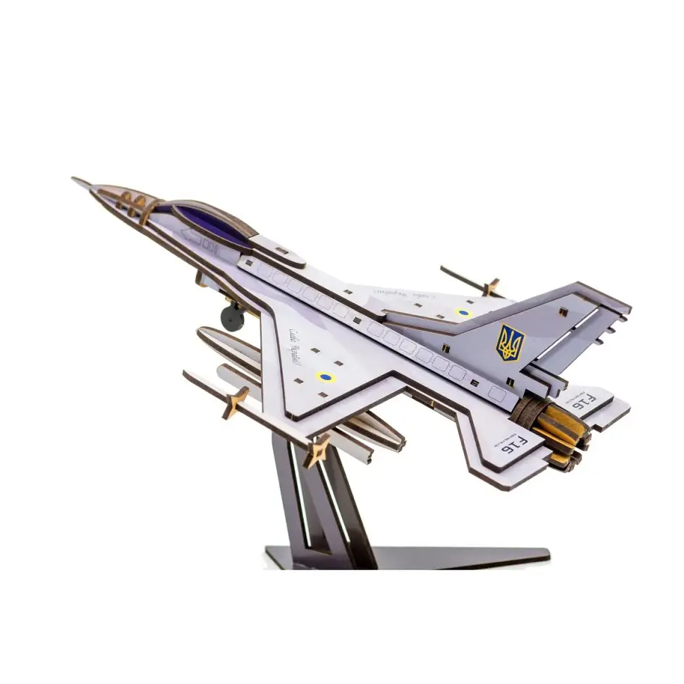Дерев'яний 3D конструктор F16 PuzzleOk Арт-26913 79 деталей - фото 2