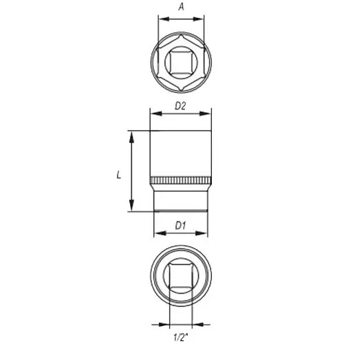 Головка торцевая 6-гранная Yato квадрат 1/2" М=16 мм L=38 мм (YT-1209) - фото 2