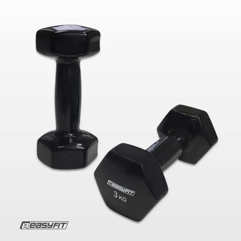 Гантель для фітнесу 3.0 кг EasyFit із вініловим покриттям чорна - фото 2