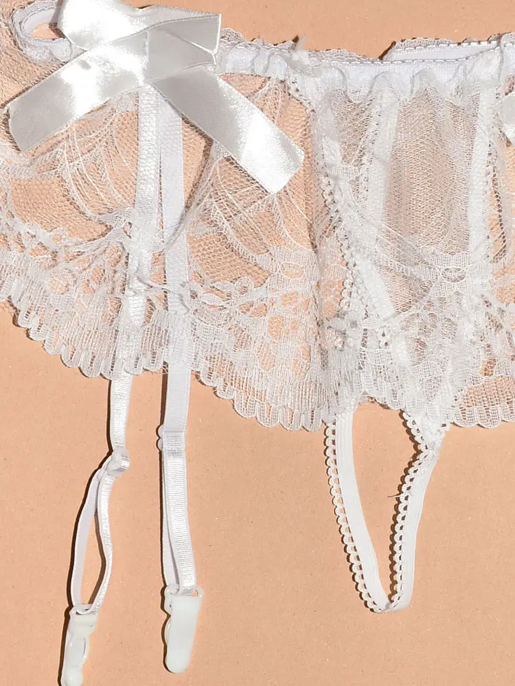 Сексуальний спокусливий еротичний пояс для панчох – еротична білизна 44 M білий 1131-1 - фото 9