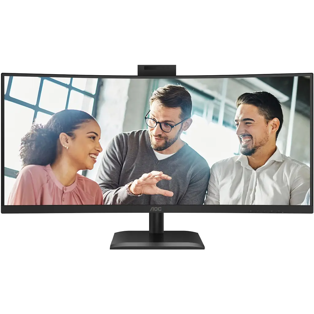 TFT 34" AOC CU34E4CW, WQHD, VA, 120Гц, выгн., 2xHDMI, DP, USB-C, RJ-45, USB-hub,cam,HAS, кол.,черный - фото 7
