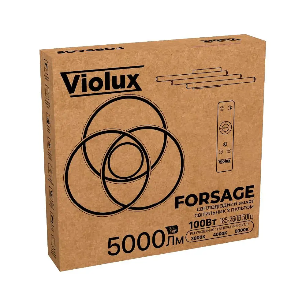 Світильник LED smart FORSAGE+пульт круг 100W 3000-5000K IP20 білий Violux ( 220775 ) - фото 7