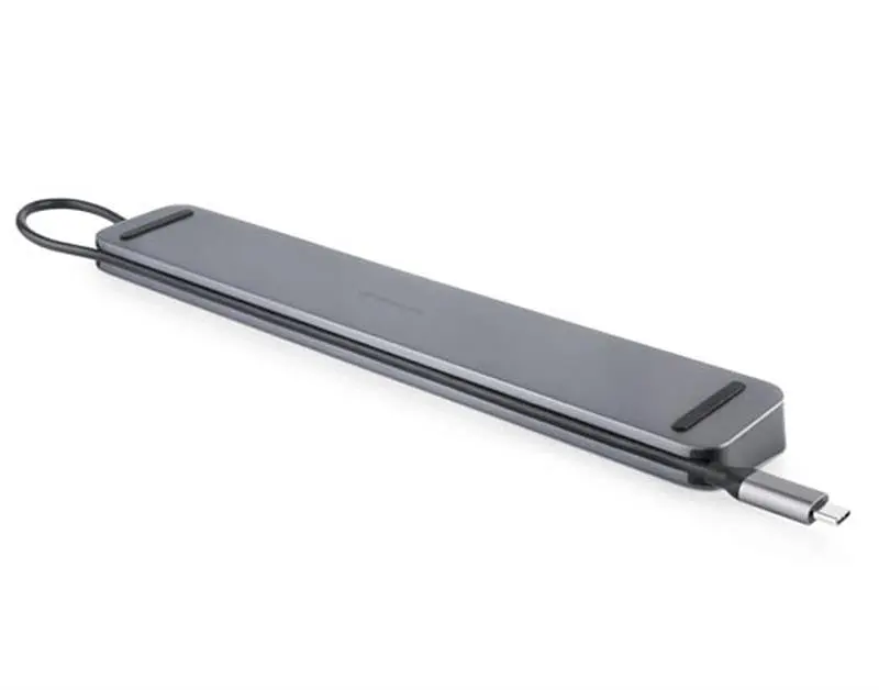 USB-хаб Real-el CQ-1000 USB3.0х3/USB-C/HDMI/VGA/RJ45/SD/TF/3.5 mm audio, 0.4m, Космічний сірий - фото 3