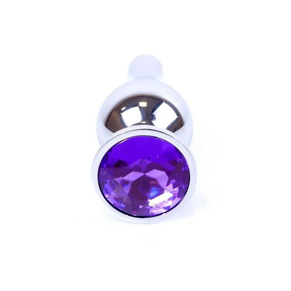 Анальна пробка з кристалом B-Series Jewellery Silver Butt Plug Purple, 9,3х3 см, фіолетовий - фото 5