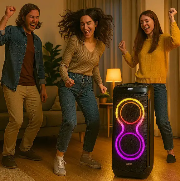 Портативна колонка ZXX-5509 з мікрофоном караоке RGB підсвічування пульт TWS/FM/USB Чорний - фото 6
