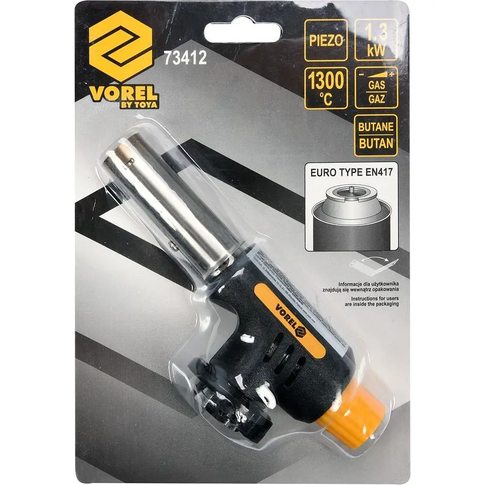 Горелка газовая Vorel с пьезоподжигом EN417 1.3 кВт (73412) - фото 4