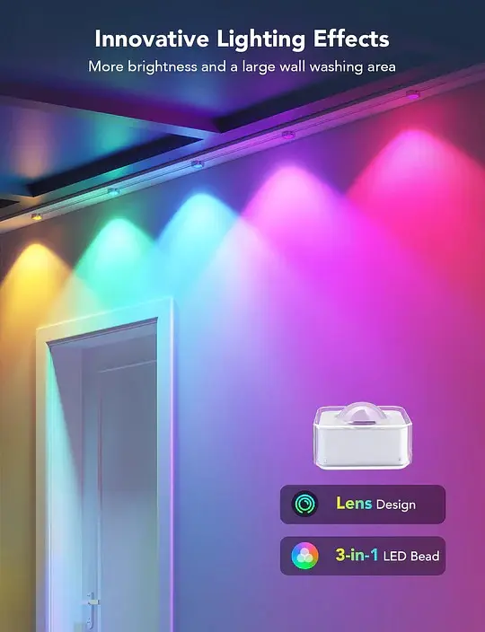 Govee Гірлянда Smart LED H705A Permanent Outdoor Lights, RGBIC, IP67, 30м, кабель прозорий - фото 8
