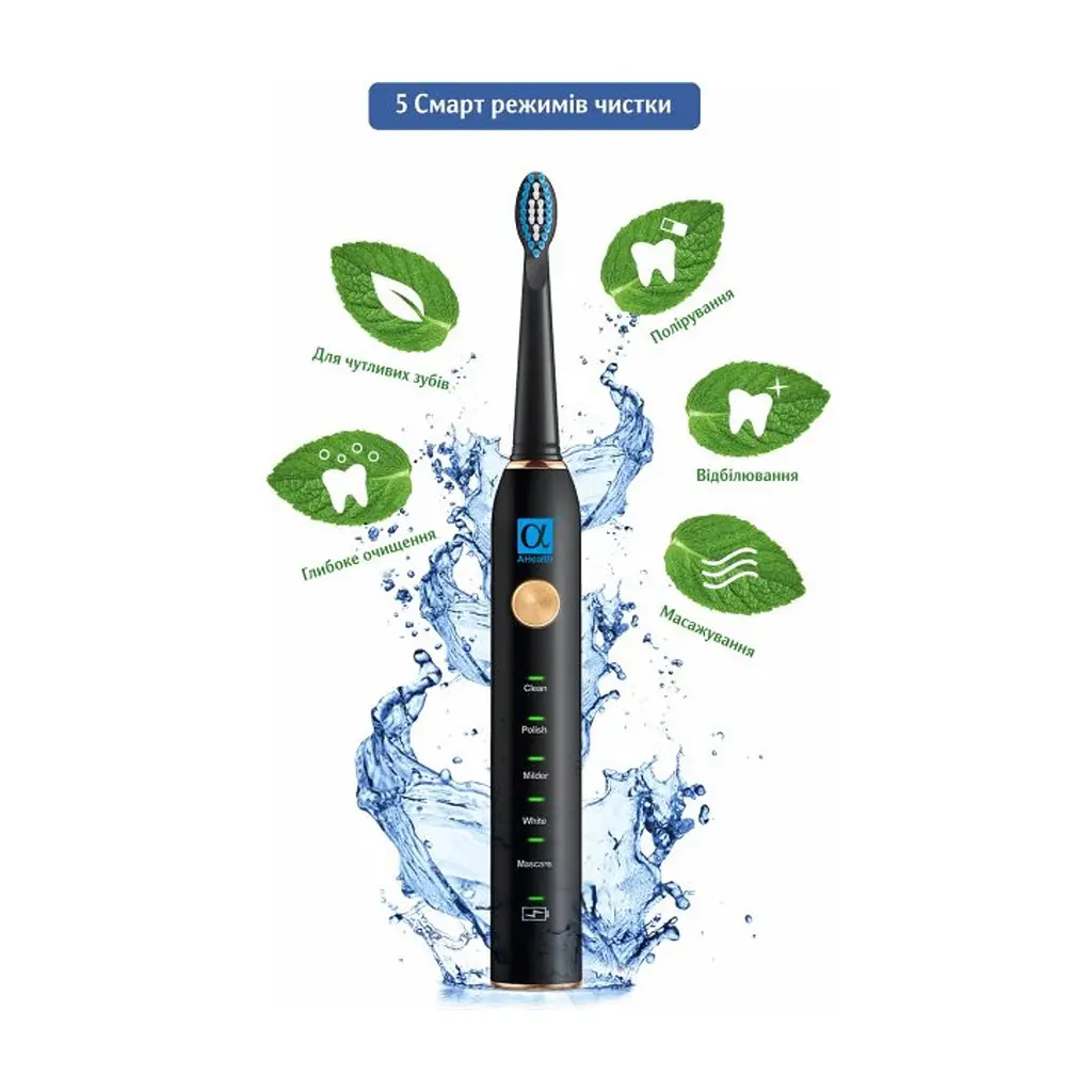 Электрическая зубная щетка AHealth SMART SONIC SMILE 1 black (AHsss1b) - фото 2