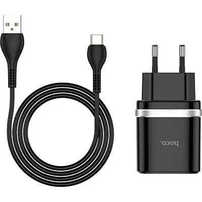 Зарядний пристрій HOCO C12Q Smart USB QC 3.0 + кабель USB-A — USB-C 18 Вт чорний (6931474716293) - фото 5
