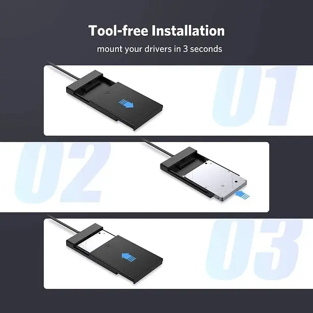 Зовнішній корпус Ugreen 2.5 "USB 3.0 SATA HDD SSD кишеню для жорсткого диска (30847) - фото 3