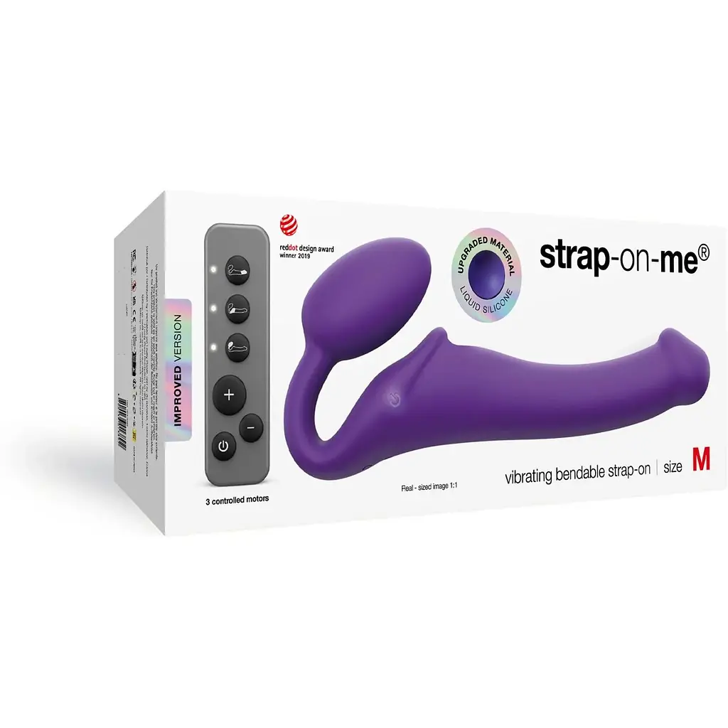 Безремінний страпон з вібрацією Strap-On-Me Vibrating Violet M - фото 8