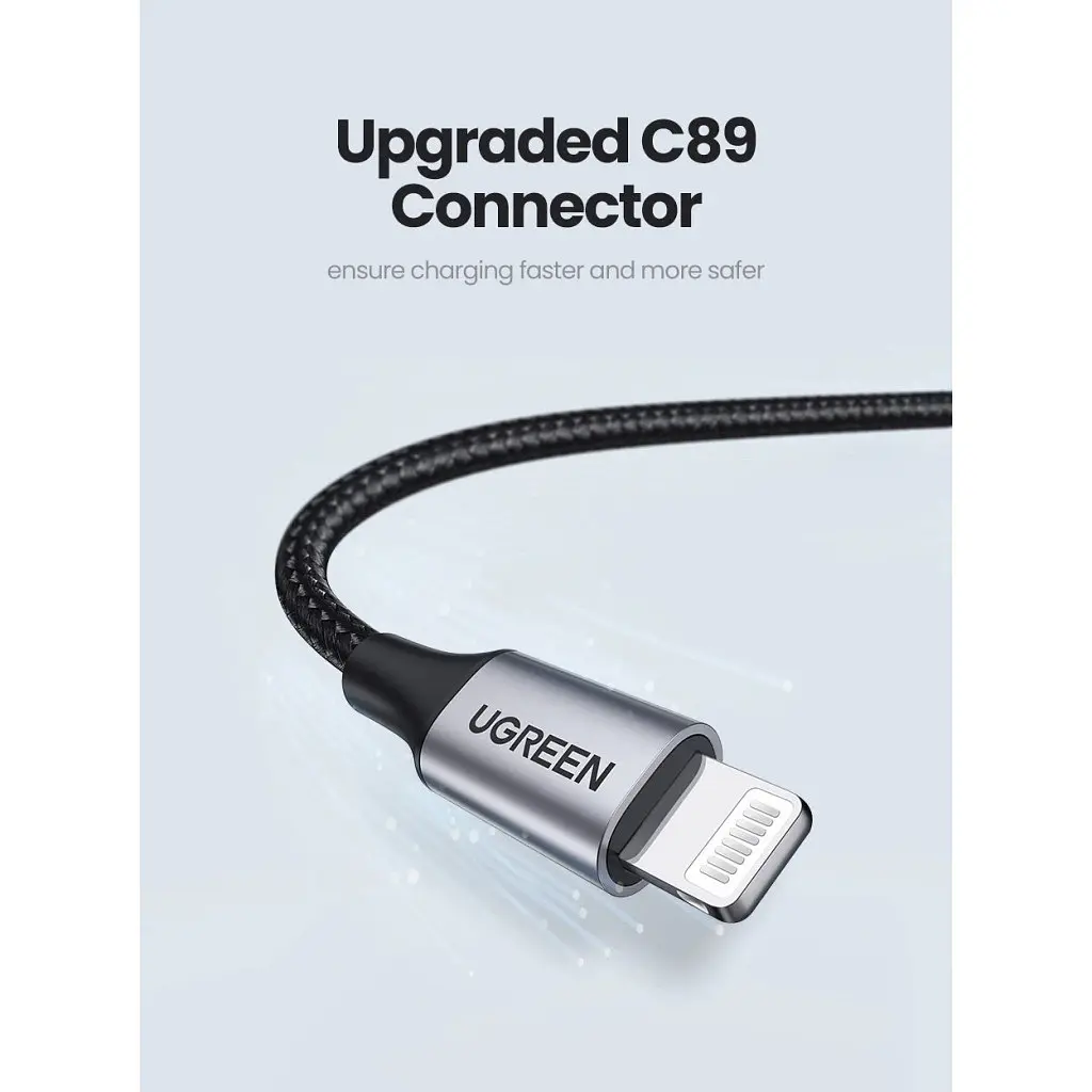 Дата кабель USB 2.0 AM to Lightning 2.0m US199 2.4A Black Ugreen (60158) - фото 4