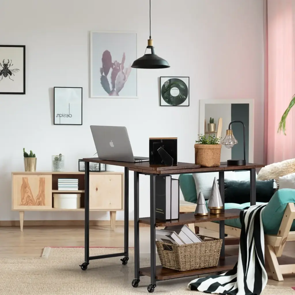Стіл L-подібний Costway King обертовий в стилі Loft - фото 16