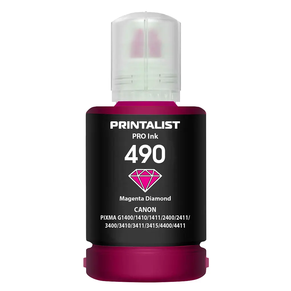 Чорнило PRINTALIST GI-490 для Canon G1400/G2400/G3400 140г Magenta водорозчинне (PL490M) - фото 5