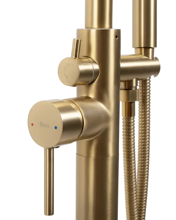 Змішувач для ванни Rea Aras brushed gold підлоговий REA-B2719, Золотий - фото 2