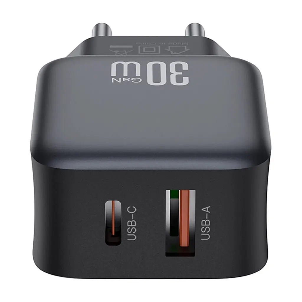 Зарядний пристрій XO L156 USB-C PD30W + USB-A QC3.0 Black (L156.black) - фото 3
