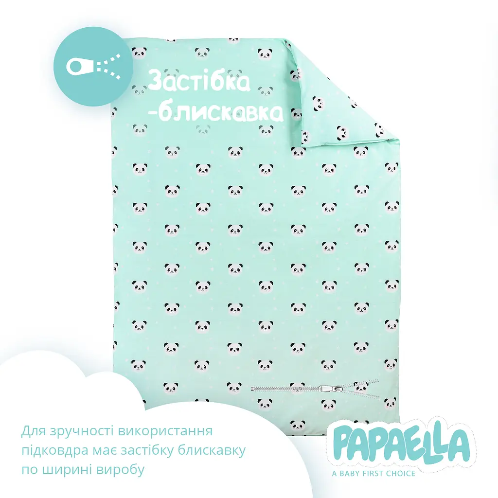 Комплект постельного белья для младенцев в кроватку Papaella панда мятный (8-33346) - фото 6
