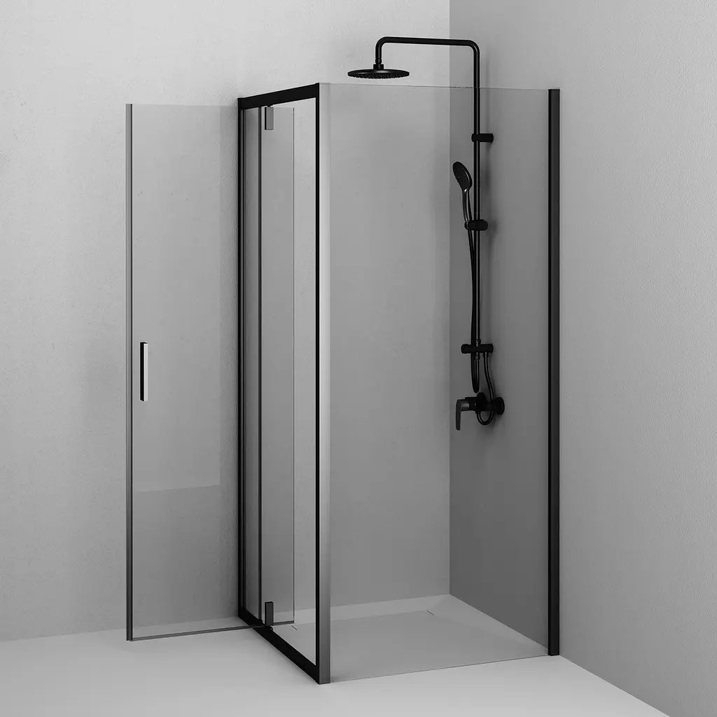 Душове огородження Square Pivot AM.PM Gem 90×90 см, без піддону, чорний профіль W90UG-404-9090-BT - фото 7