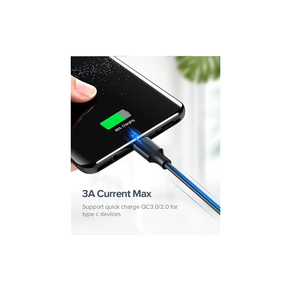 Дата кабель USB 2.0 AM to USB-C 0.25m 3A US287 black Ugreen (60114) - фото 5