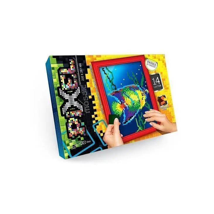 Мозаїка Danko Toys Піксель риба від 5 років 34,5х25х3,5 см Хакі (RN-250-N-66)